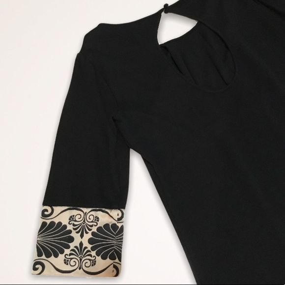 BEBE Silk Blend 3/4 Keyhole Cutout Shift Dress - Picture 5 of 8